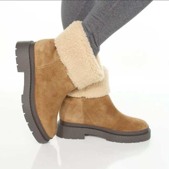 NWB Marc Fisher Leather Bootie with Faux Fur - Picture 1 of 9